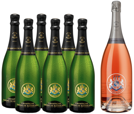 Champagne Barons de Rothschild Paket 6 Fl. und 1 Magnum Fl. Champagner Rose