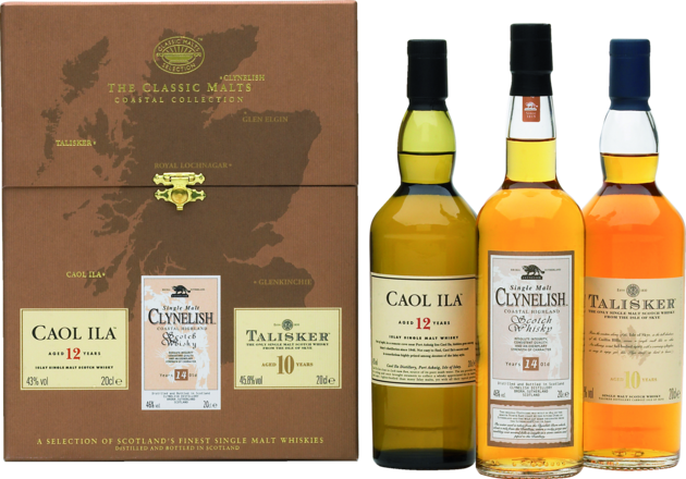 The Classic Malts Collection Coastal Single Malts Scotch Whiskies, 3x 0,2L 43%, 46%, 45,8%
