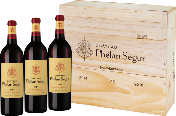 Château Phélan-Ségur Magnum 2014, 2015, 2016 Saint-Estèphe, 3er Holzkiste