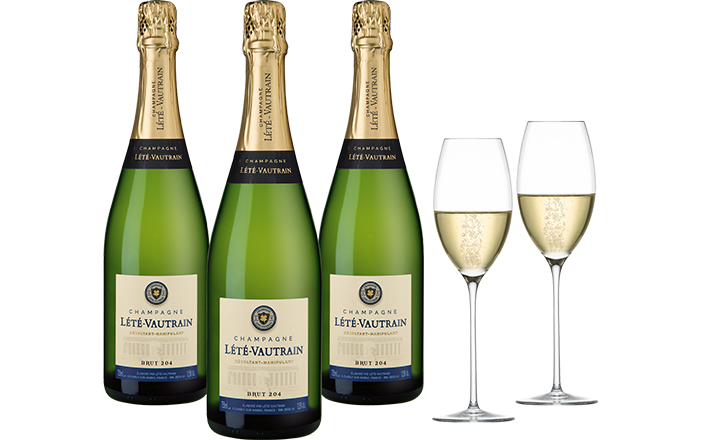Lété-Vautrain Champagnerpaket 3 Fl. und Enoteca Champagnerglas