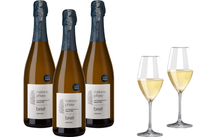 Breit Crémant Paket 3 Fl. und Enoteca Champagnerglas 2er Set