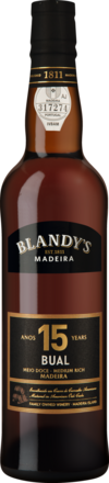 Blandy&#39;s 15 Years Old Bual Madeira DOC, 19 % Vol., 0,5 L