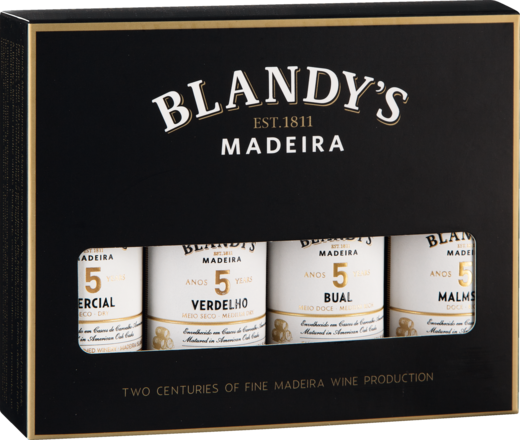 Blandy&#39;s 5 Years Old Verkostungsset Madeira DOC, 19 % Vol., 4 Flaschen á 0,05 L