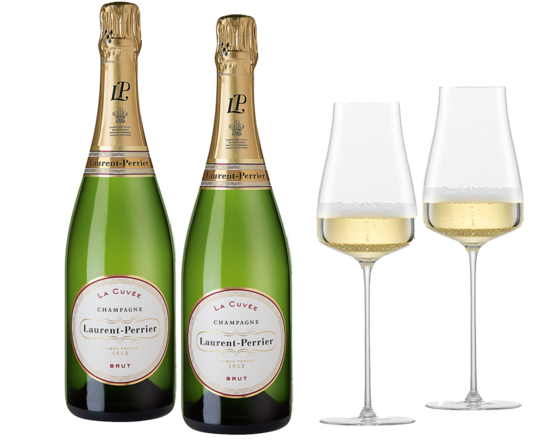 Laurent-Perrier Champagnerpaket 2 Fl. und The Moment Champagnerglas 2er Set