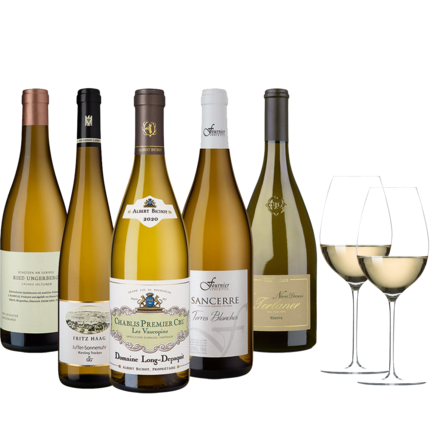 Frühlings-Extravaganz 5 Fl. und Zwiesel Grand Cru Weißweinglas, 2er Set