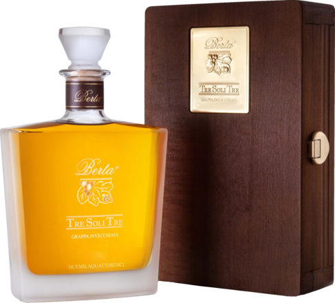 Grappa Tre Soli Tre 0,7 L, 43% Vol., Holzschatulle 2017