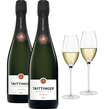 Taittinger Paket 2 Fl. und Enoteca Champagnerglas 2er Set