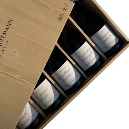 Christmann &amp; Kauffmann Lagensekte Brut Nature, Deutscher Sekt b.A., 6er Holzkiste