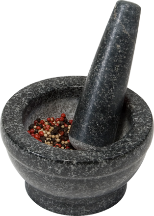 Mörser mit Stößel Naturgranit, 16 cm (d), 8,5 cm (h)