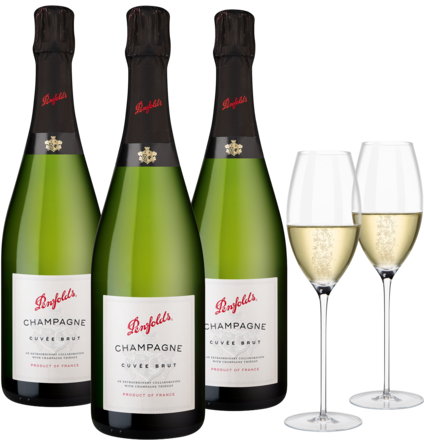 Penfolds Champagnerpaket 3 Flaschen und Zwiesel Champagnerglas