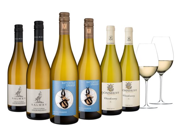 Deutschland Burgunder-Selektion 3x2 Fl. u.Zwiesel Grand Cru Weißweinglas, 2er Set