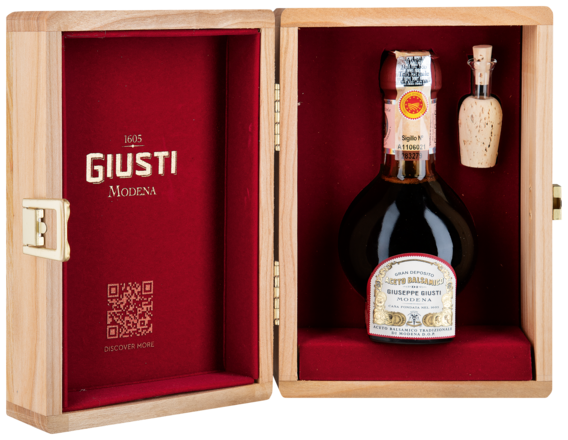 Traditoneller Aceto Balsamico di Modena DOP &amp; Ausgießer, Holzschatulle  100 ml