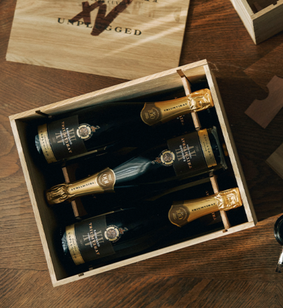 Triumvirat Grande Cuvée Unplugged Deutscher Sekt, 6er Holzkiste 2015