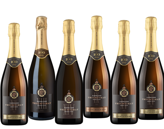 Triumvirat Grande Cuvée Unplugged Deutscher Sekt, 6er Holzkiste 2015