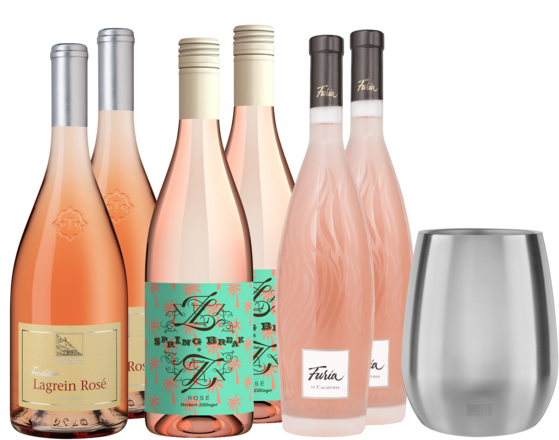 Rosépaket 3x2 Fl. Inklusive Kühler aus Edelstahl