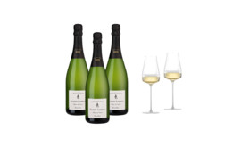 Lebrun Festtagspaket 3 Fl. + Zwiesel Champagnerglas The Moment, 2er Set