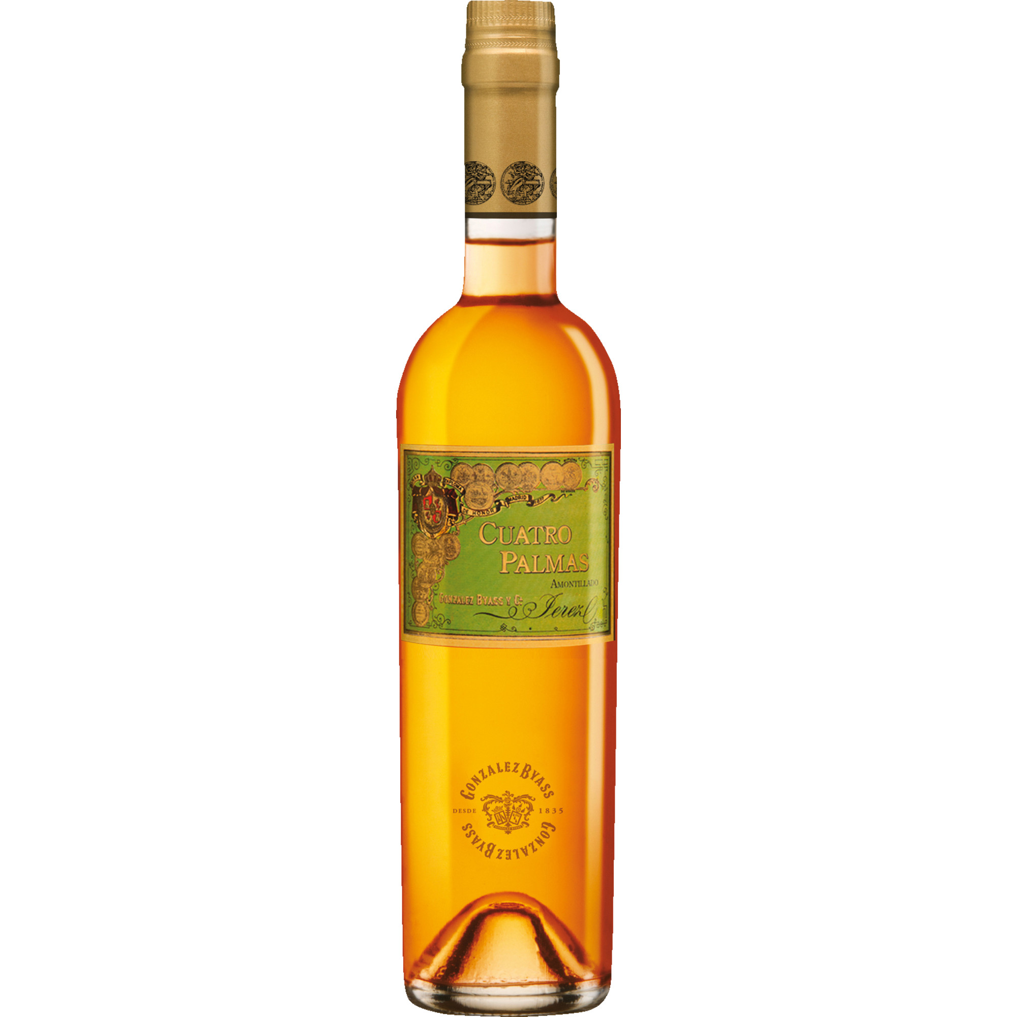 Cuatro Palmas Amontillado Spirituosen, Jerez/Xerez/Sherry DO, 0,5 L, 21,0% Vol. 0.5 l