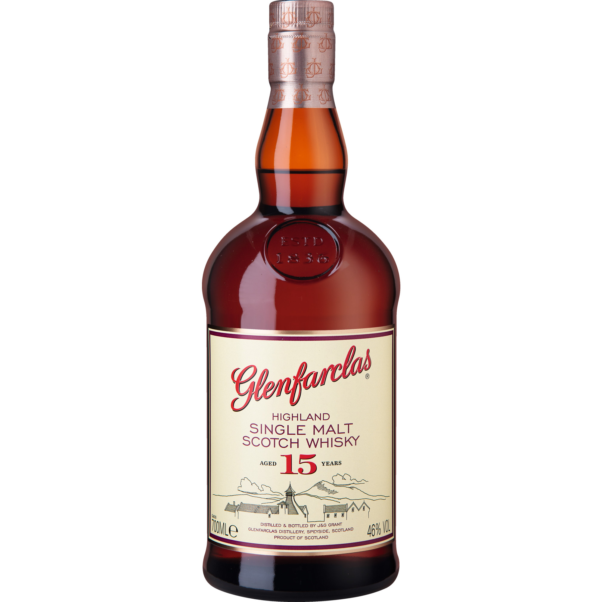 Glenfarclas 15 Years Single Malt Scotch Whisky Spirituosen, Speyside, Schottland, 0,7 L, 46% Vol., in Etui 0.7 l