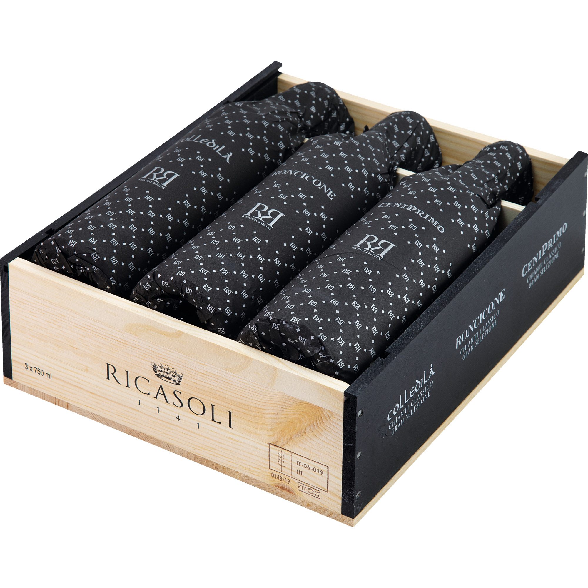 Ricasoli Raritas - 3 Crus Gran Selezione 2020 Paket, Chianti Classico DOCG, 3er Holzkiste 2.25 l