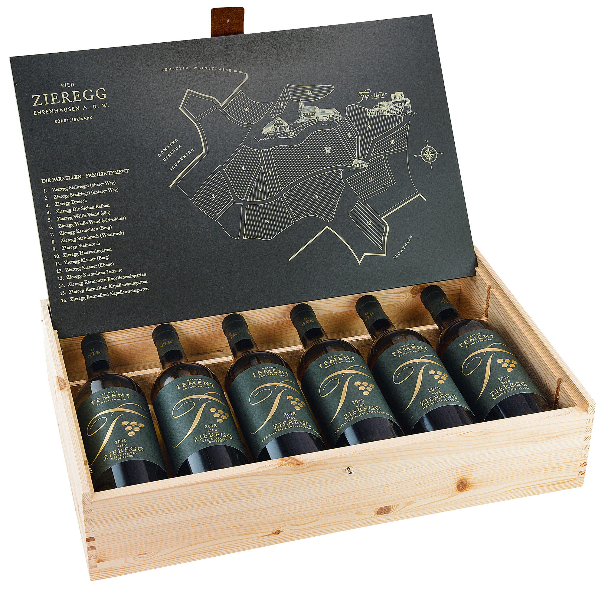 Parzellenkollektion Ried Zieregg 2020 Paket, Holzschatulle, 3x 2Flaschen 4.5 l