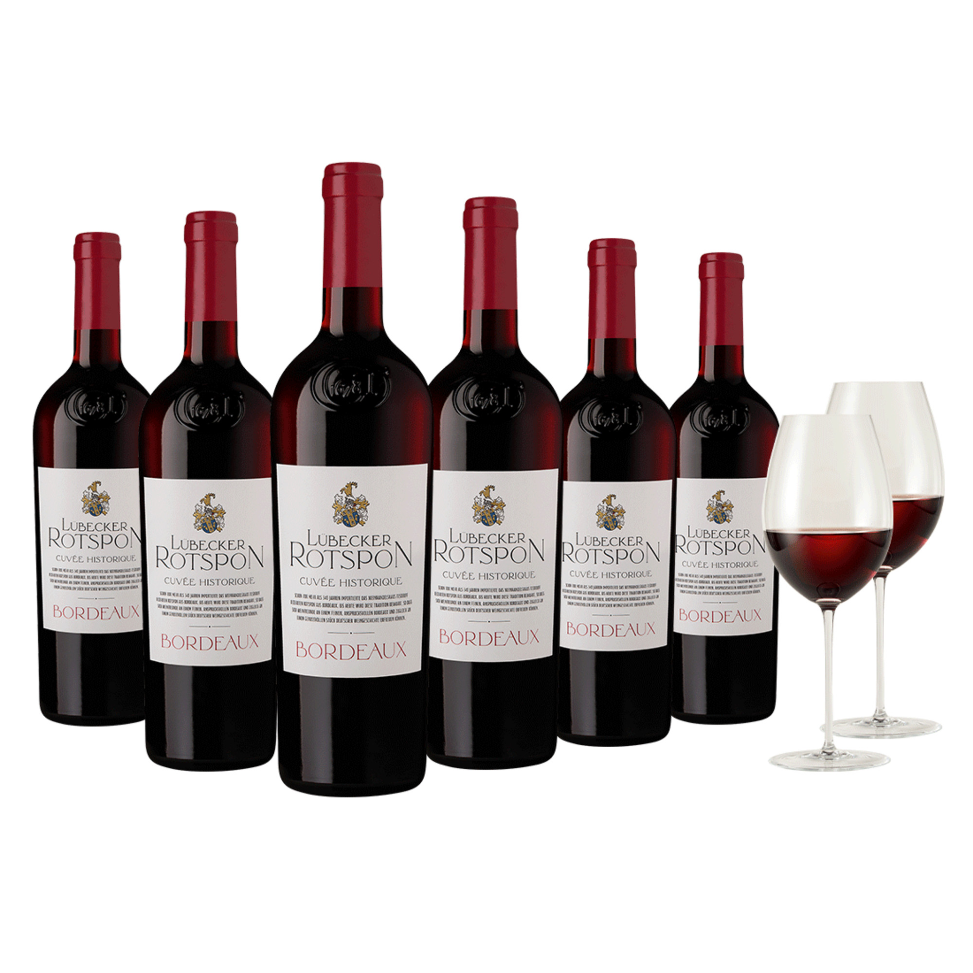 Rotspon Cuvée Historique Paket 2019 Paket, 6 Fl. und Enoteca Zwiesel Grand Cru Rotweinglas, 4.5 l