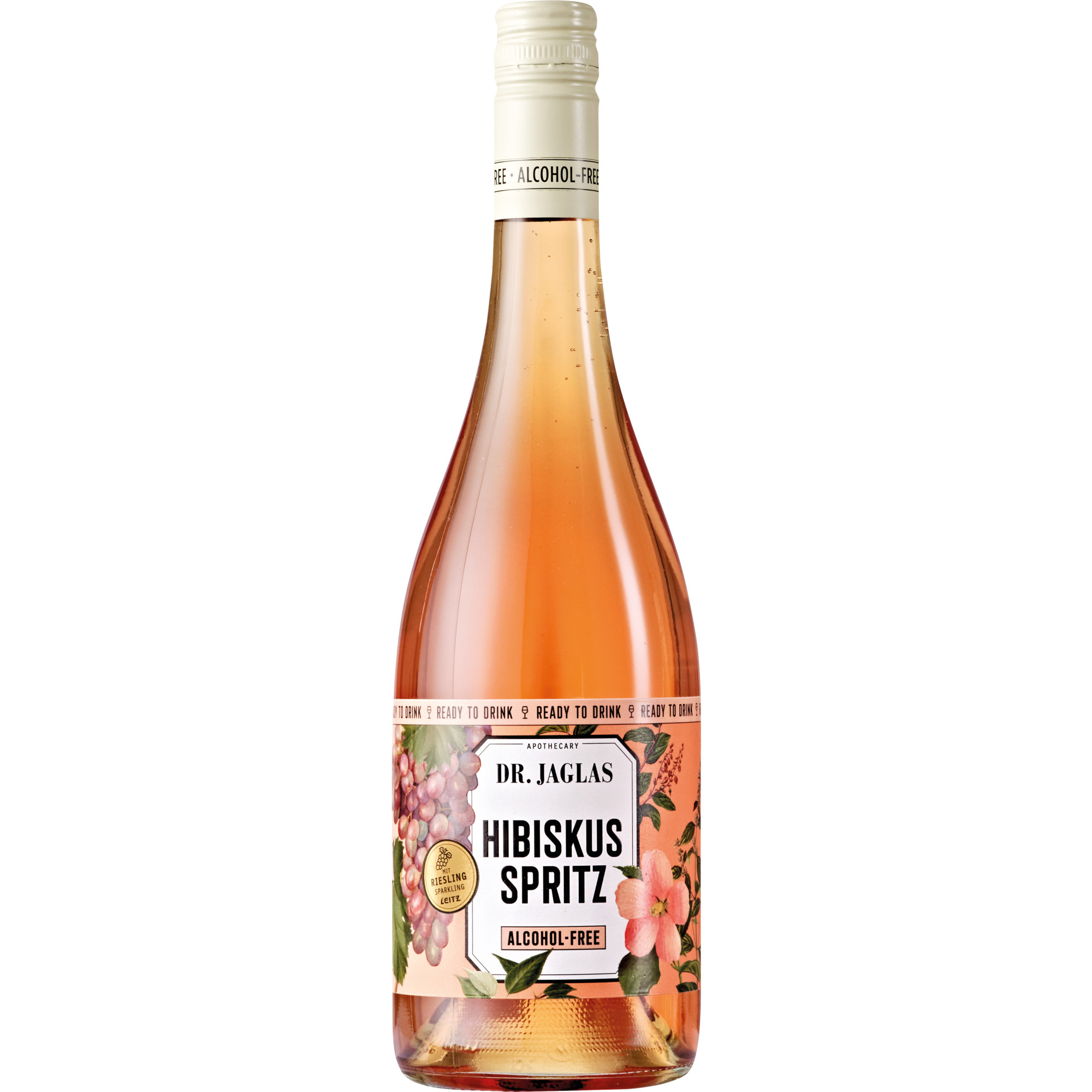 Dr. Jaglas & Weingut Leitz Hibiskus Spritz Food, Alkoholfreier Sparkling Riesling mit Hibiskus 0.75 l